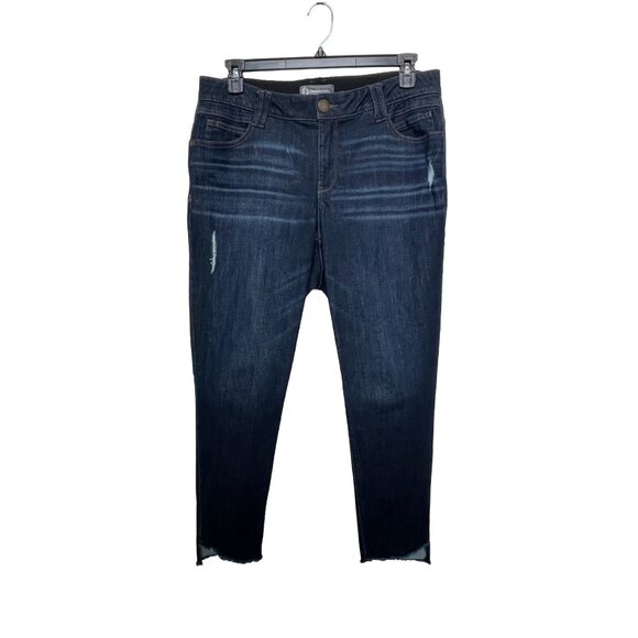 Democracy 16W Ab Technology Ankle Jeans Blue Distressed Slimming Fit - Picture 1 of 13
